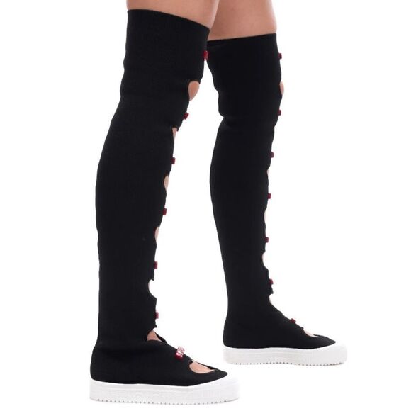 NIB ! GCDS Thigh-High Sneaker Boots Heart Cut Out Made in Italy - Picture 5 of 13